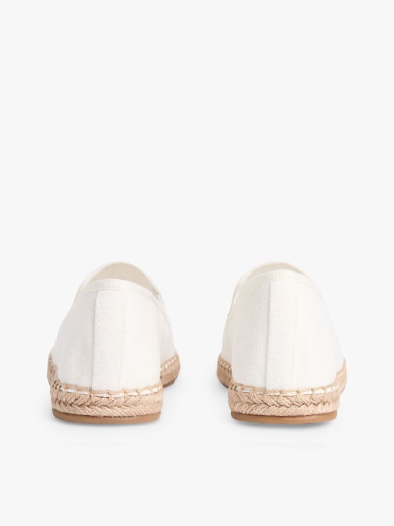 White Logo Embroidery Canvas Espadrilles  Women