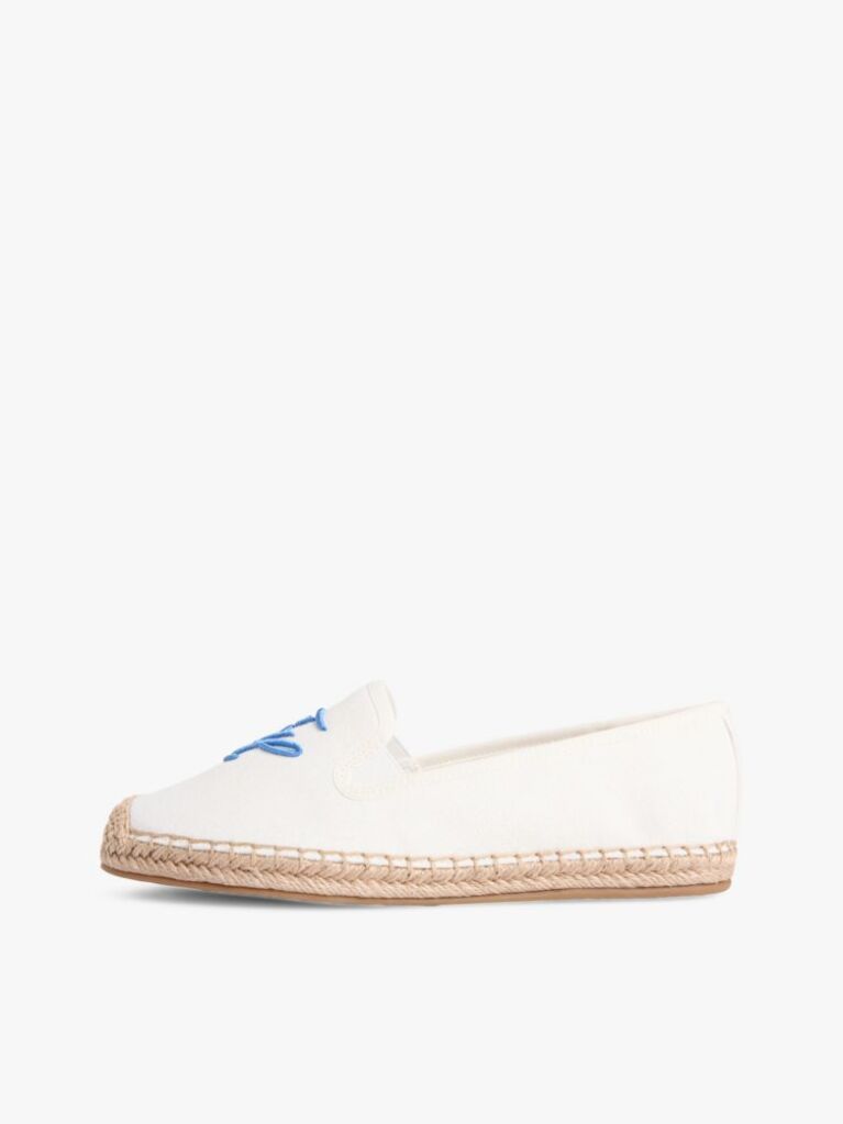 White Logo Embroidery Canvas Espadrilles  Women