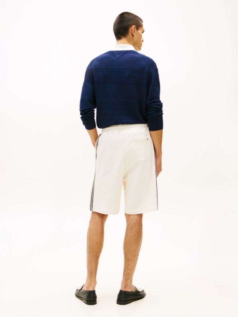 Beige Crest Embroidery Lightweight Relaxed Sweat Bermuda Shorts  Men