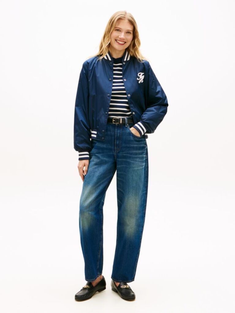 Blue Logo Appliqué Water Repellent Bomber Jacket  Women