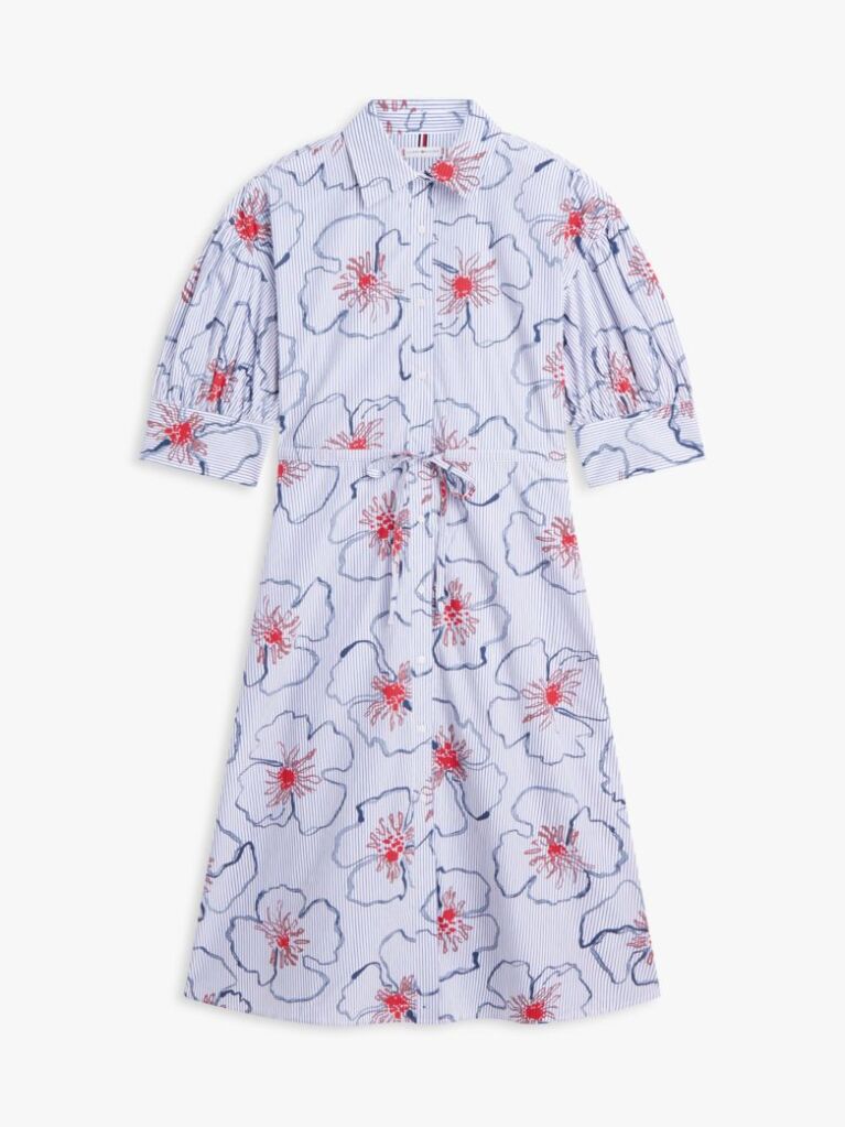 Multi Half Sleeve Midi Shirt Dress  Women