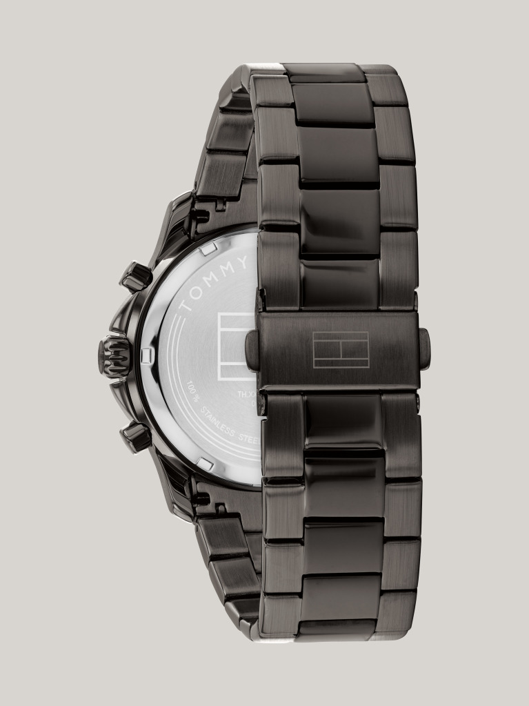 Grey Gunmetal Grey Dial Dual Time Watch  Men