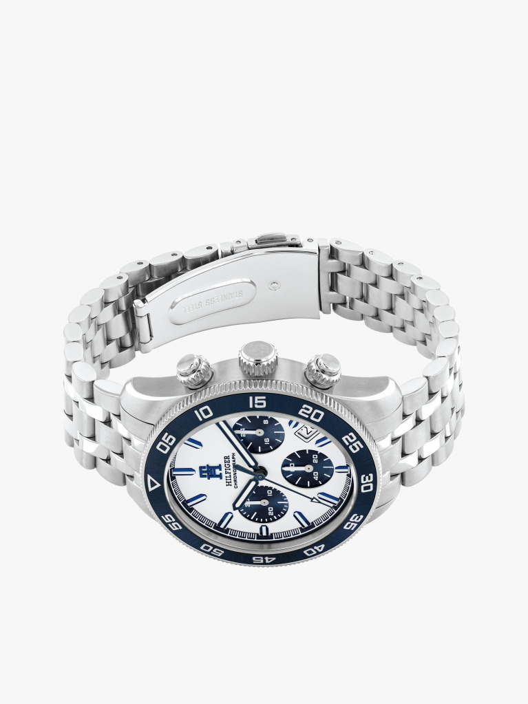White Navy Bezel Chronograph Watch  Men