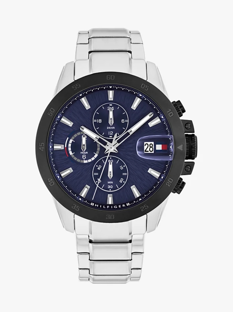 Blue Navy Dial Stainless Steel Chain-Link Watch  Men