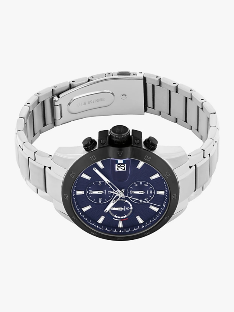 Blue Navy Dial Stainless Steel Chain-Link Watch  Men