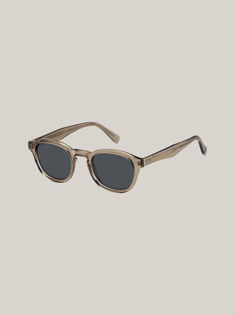 Beige Rivet Detail Oval Sunglasses  Men