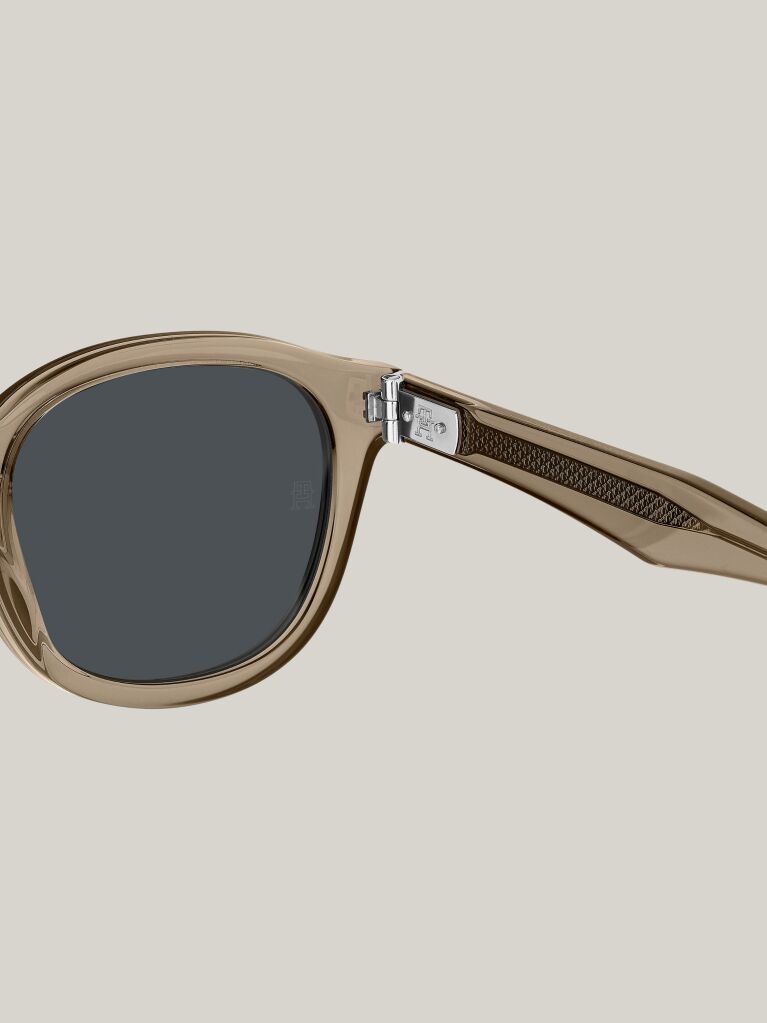 Beige Rivet Detail Oval Sunglasses  Men
