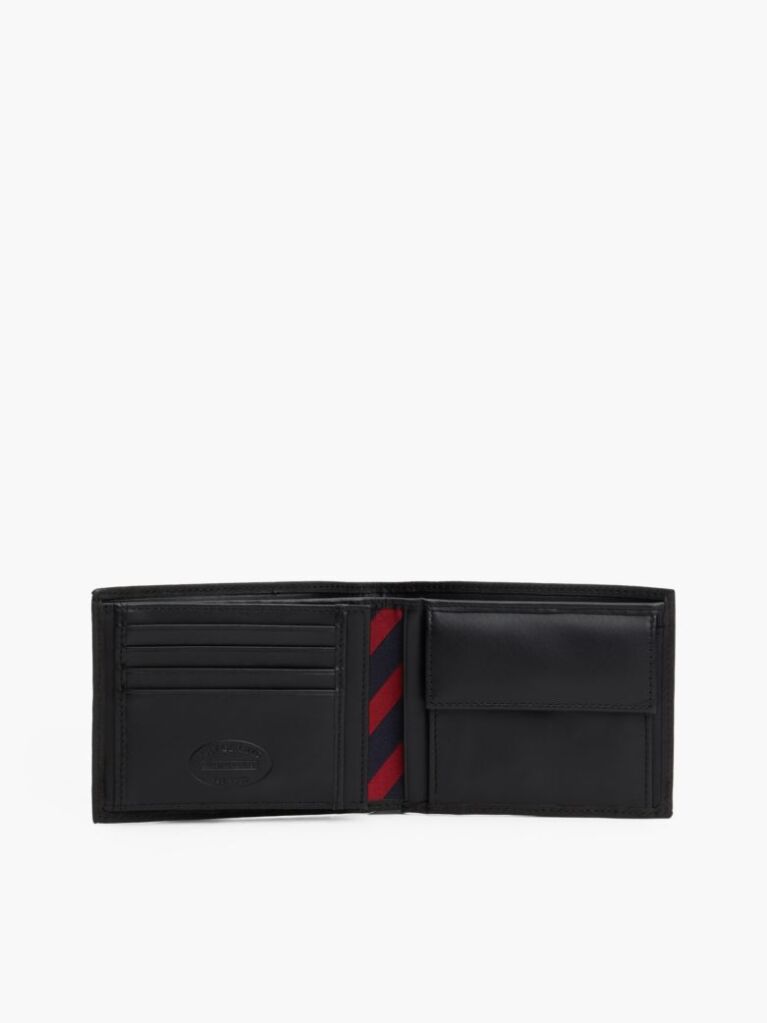 Black Leather Trifold Wallet  Men