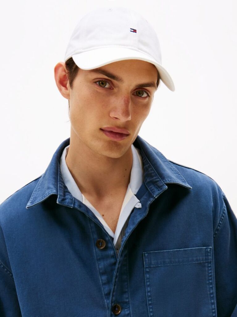 White Signature Six-Panel Baseball Cap  Men