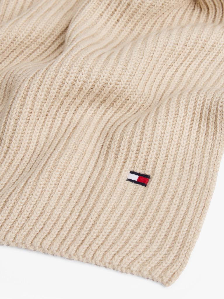 Beige Hilfiger Flag Embroidery Scarf with Cashmere  Men