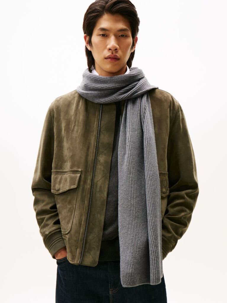 Grey Hilfiger Flag Embroidery Scarf with Cashmere  Men