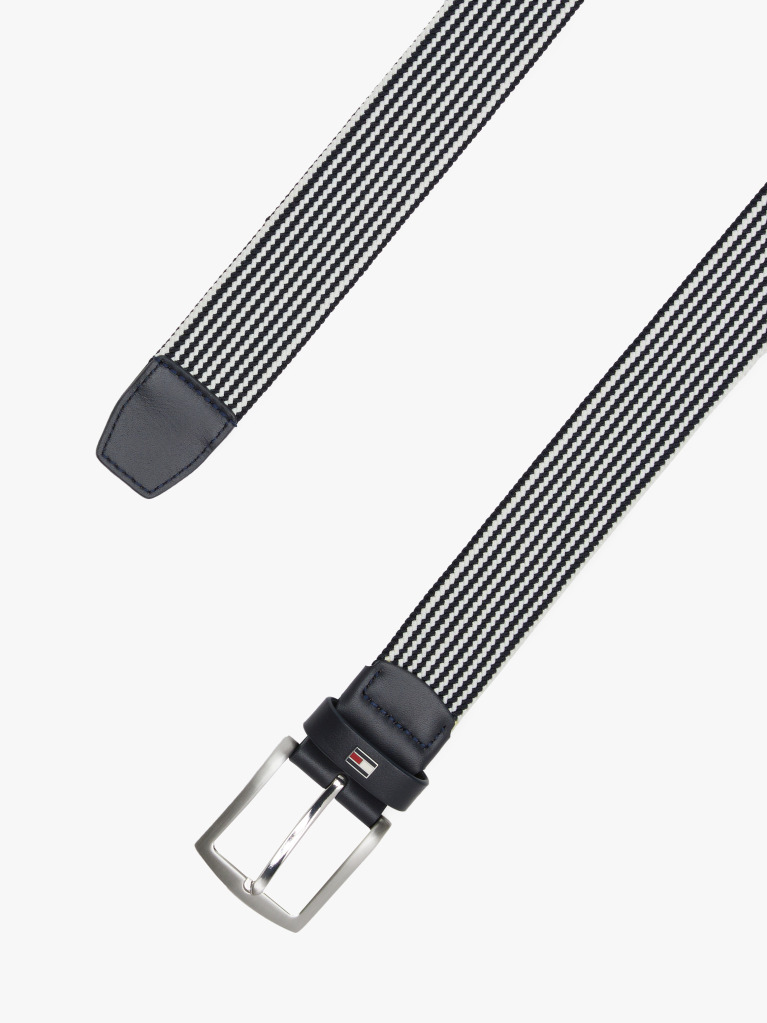 Blue Square Buckle Textured Belt  Men