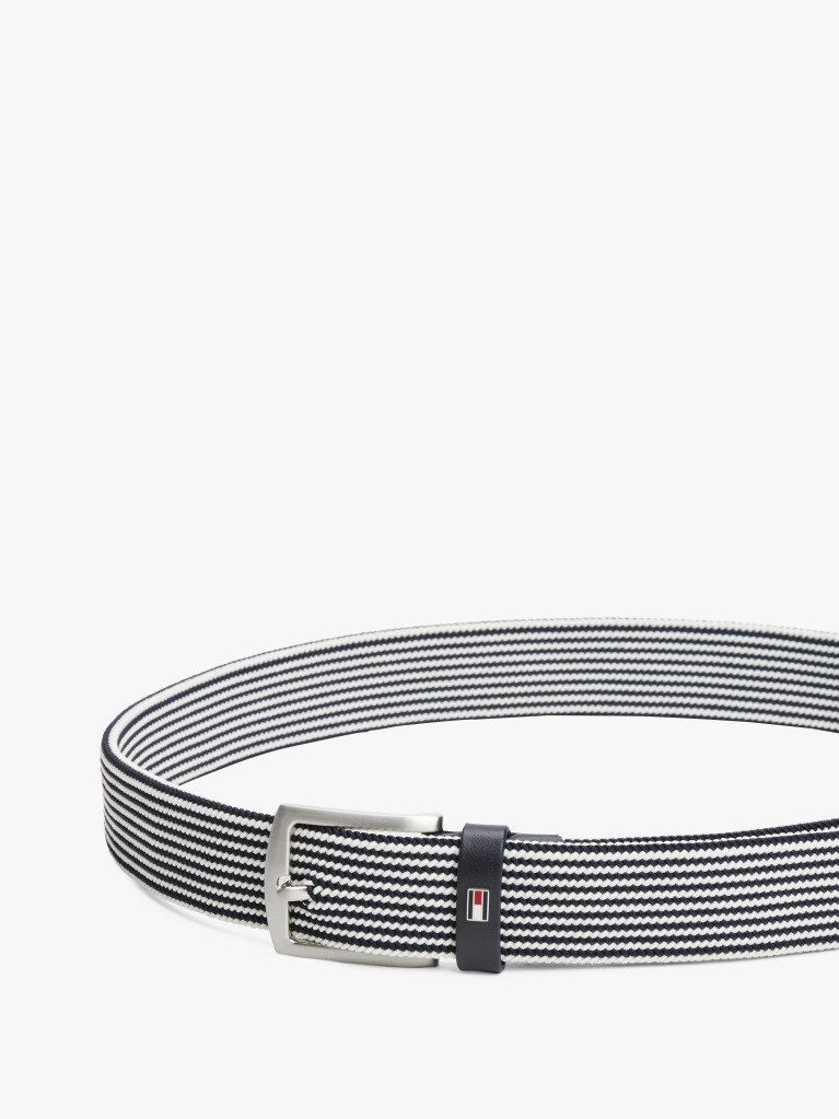 Blue Square Buckle Textured Belt  Men