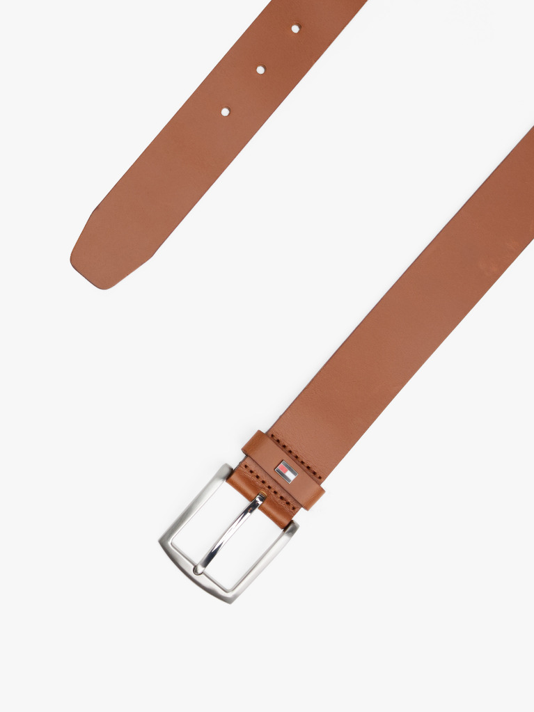 Brown Enamel Flag Square Buckle Leather Belt  Men