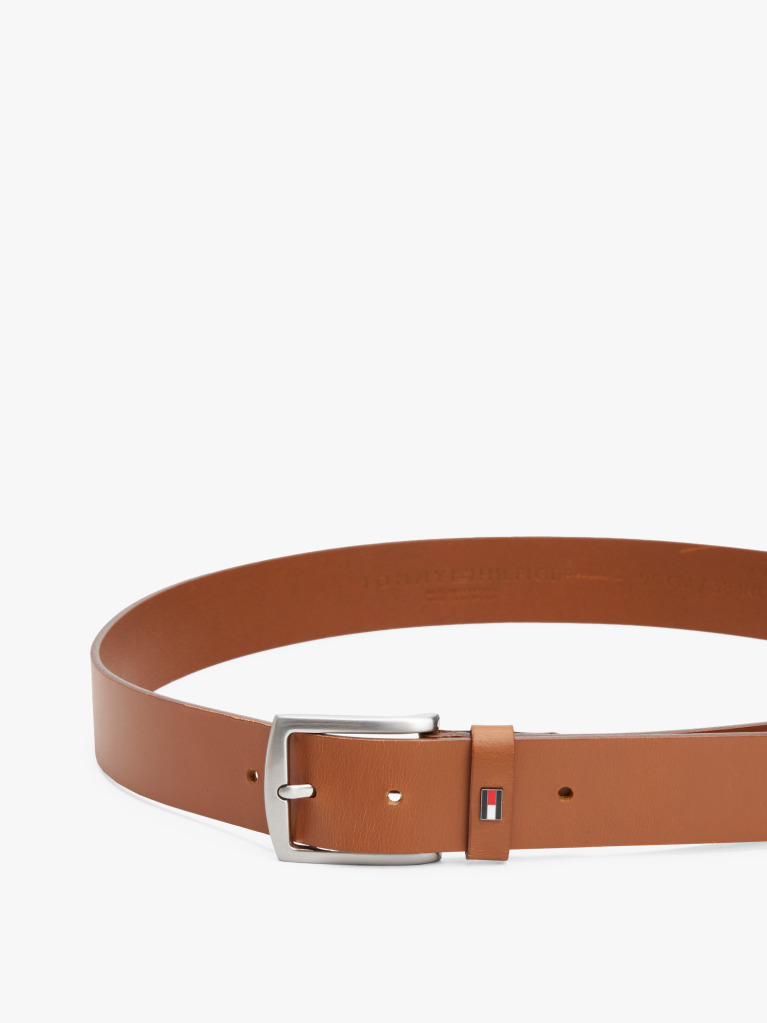 Brown Enamel Flag Square Buckle Leather Belt  Men
