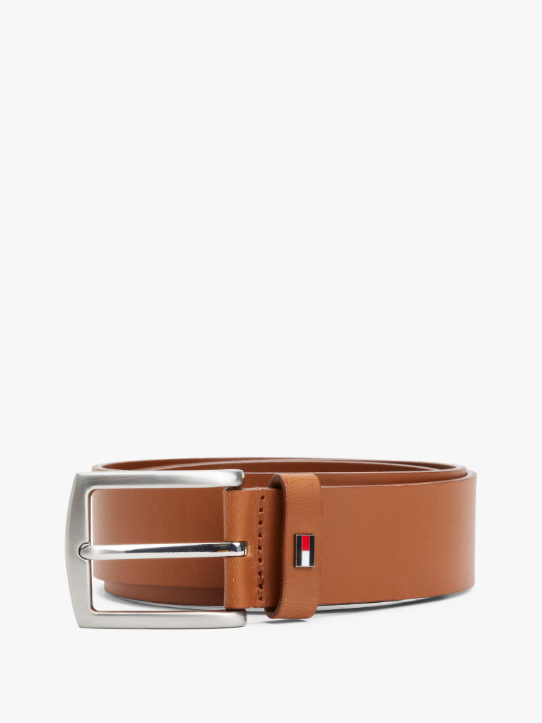 Brown Enamel Flag Square Buckle Leather Belt  Men