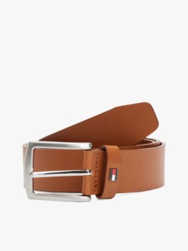 Brown Enamel Flag Square Buckle Leather Belt  Men