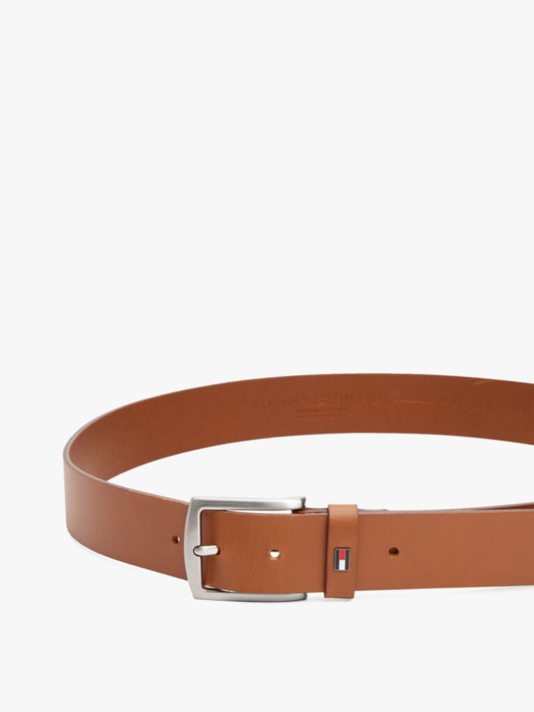 Brown Enamel Flag Square Buckle Leather Belt  Men