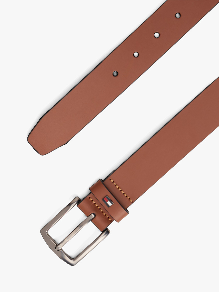 Brown Enamel Flag Square Buckle Leather Belt  Men
