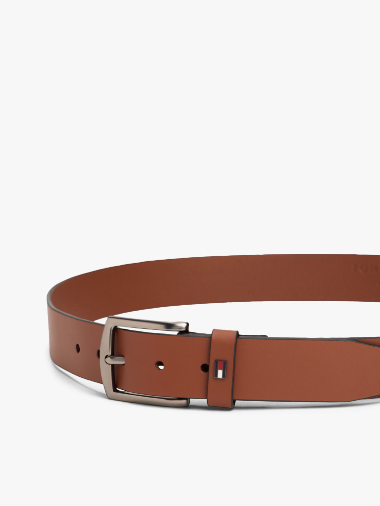 Brown Enamel Flag Square Buckle Leather Belt  Men