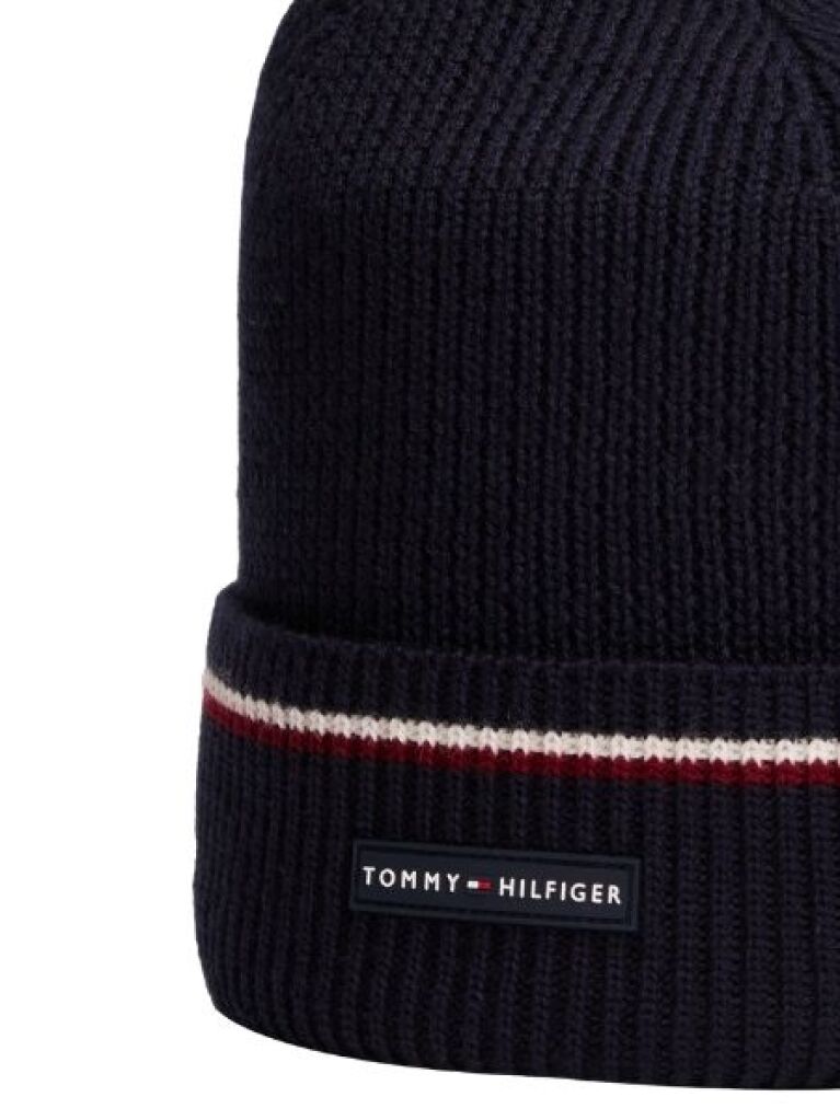 Blue Signature Tape Wool Blend Beanie  Men