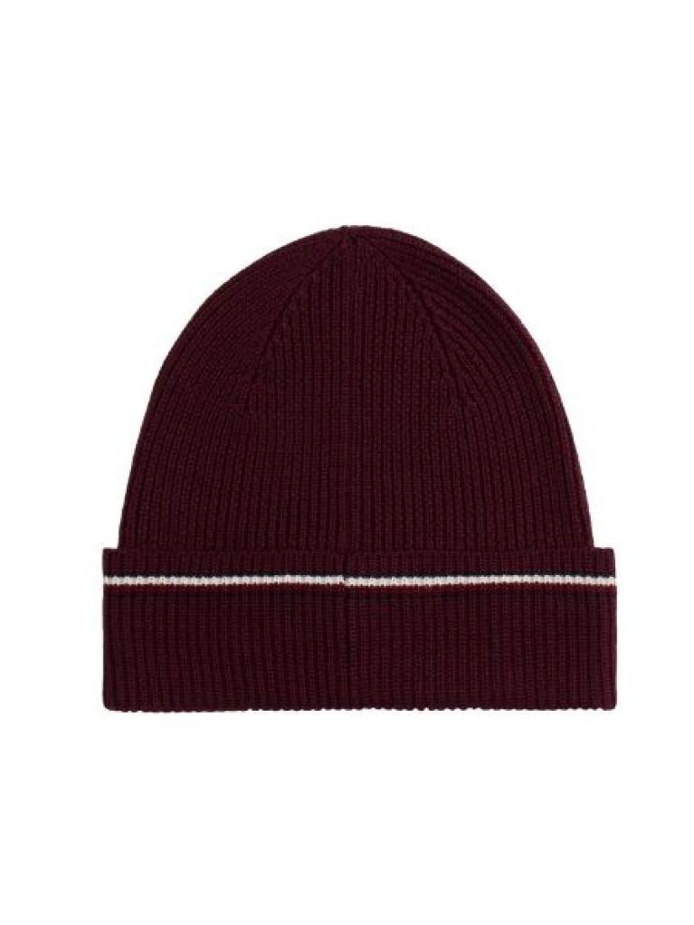 Red Signature Tape Wool Blend Beanie  Men