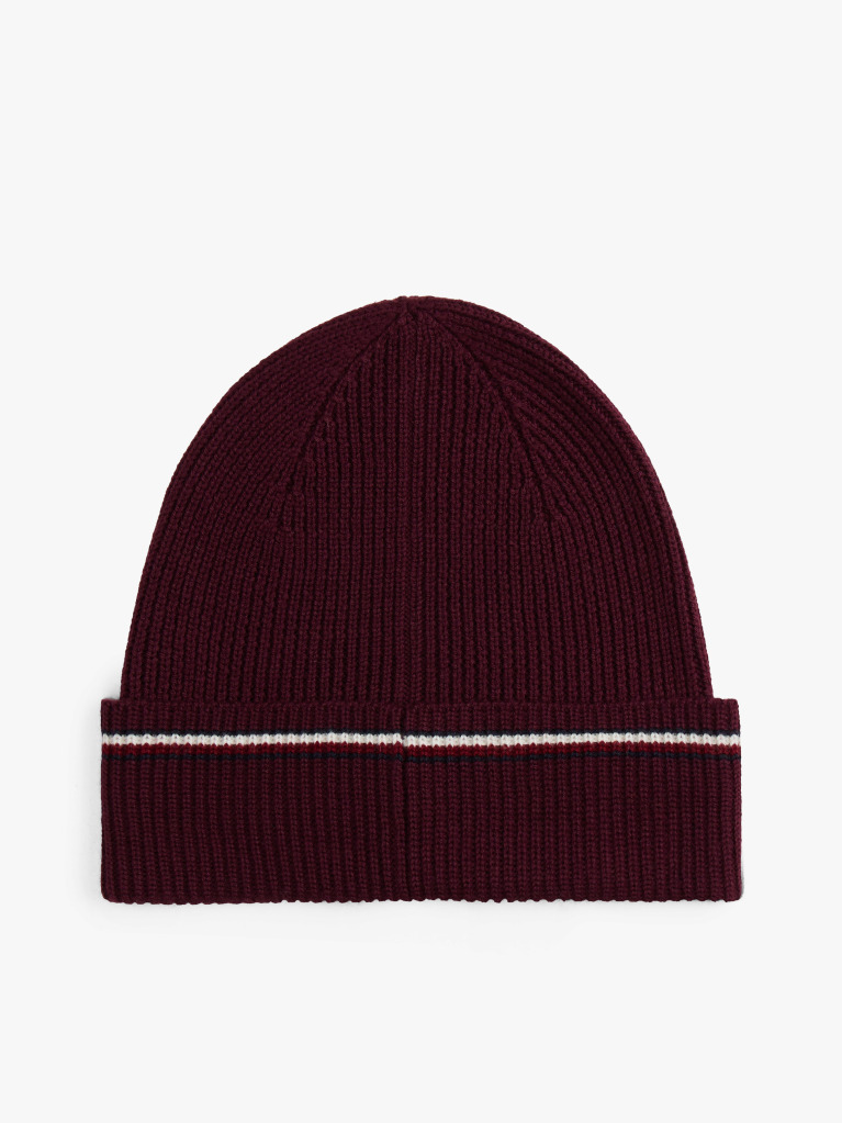Red Signature Tape Wool Blend Beanie  Men