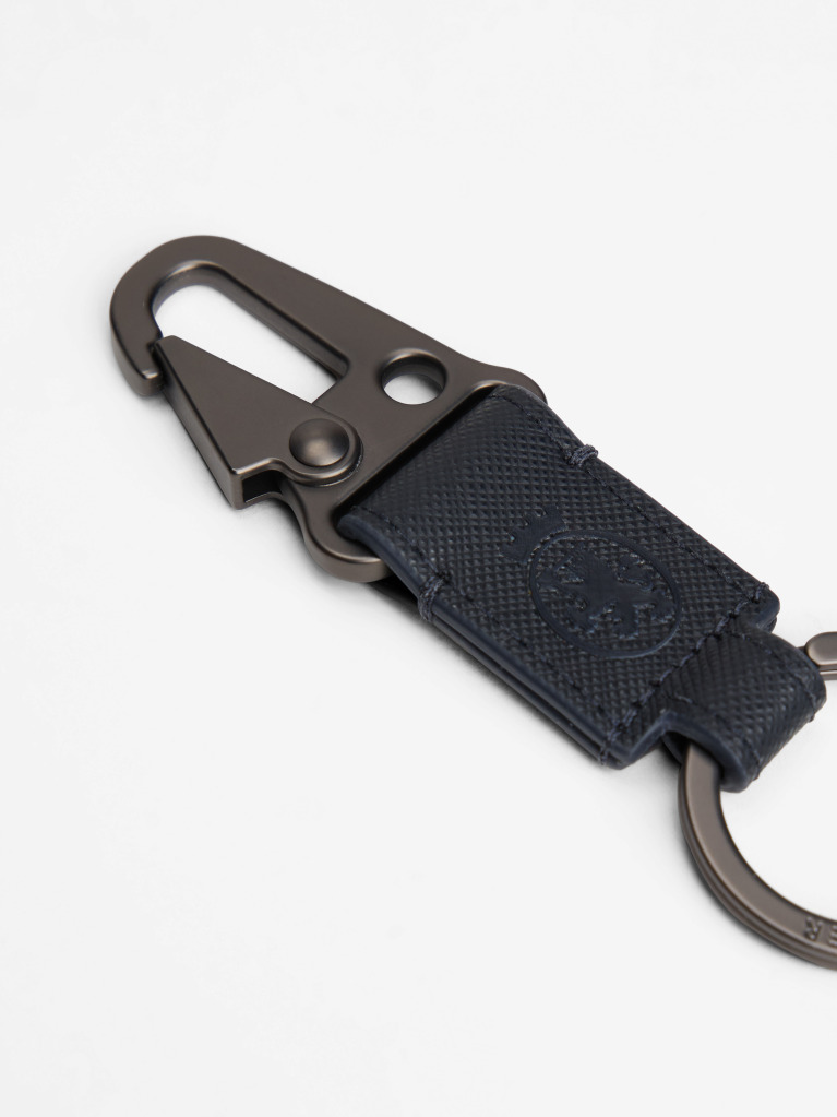 Blue Leather Card Holder And Key Fob Set  Men