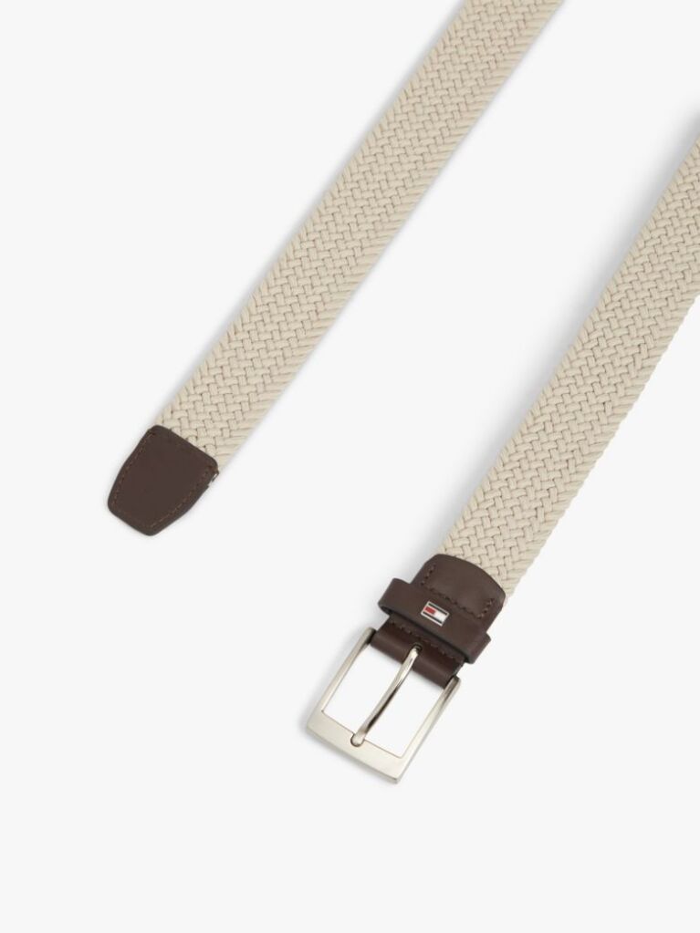 Beige Braided Elastic Webbing Belt  Men