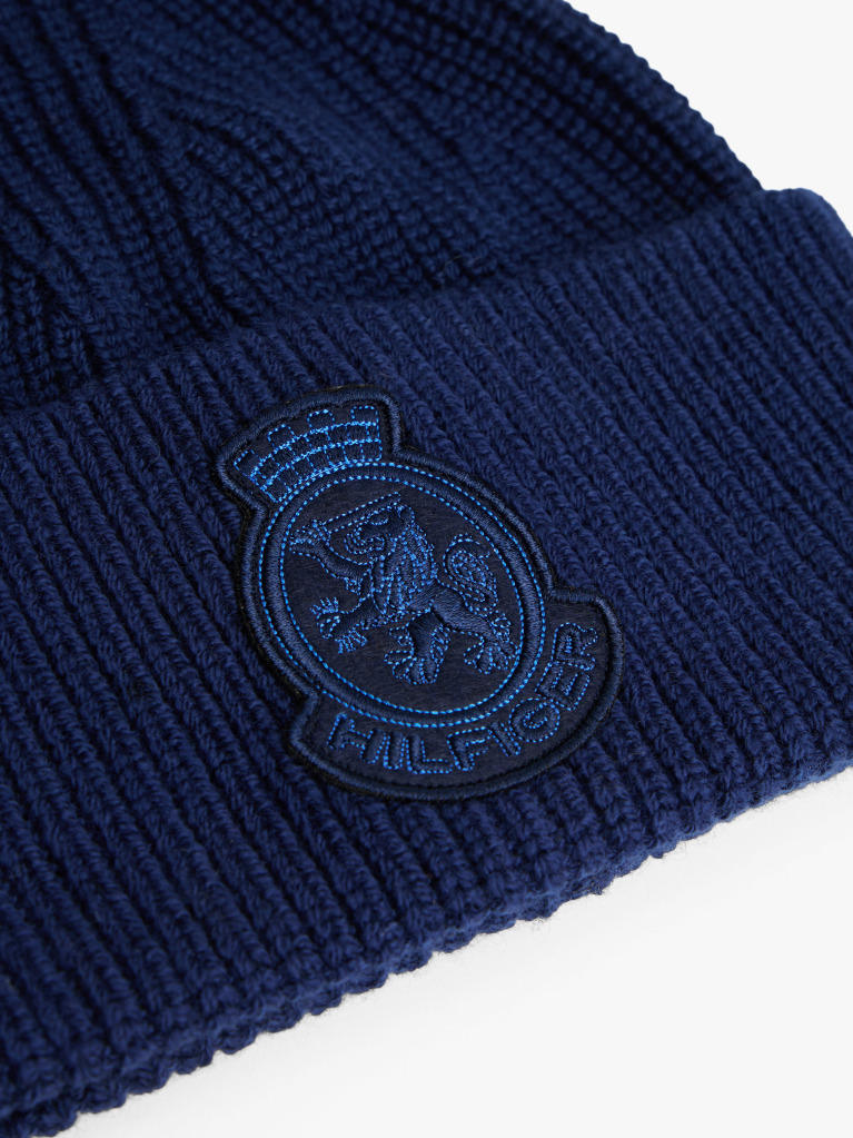 Blue TH Crest Beanie With Cashmere  Men