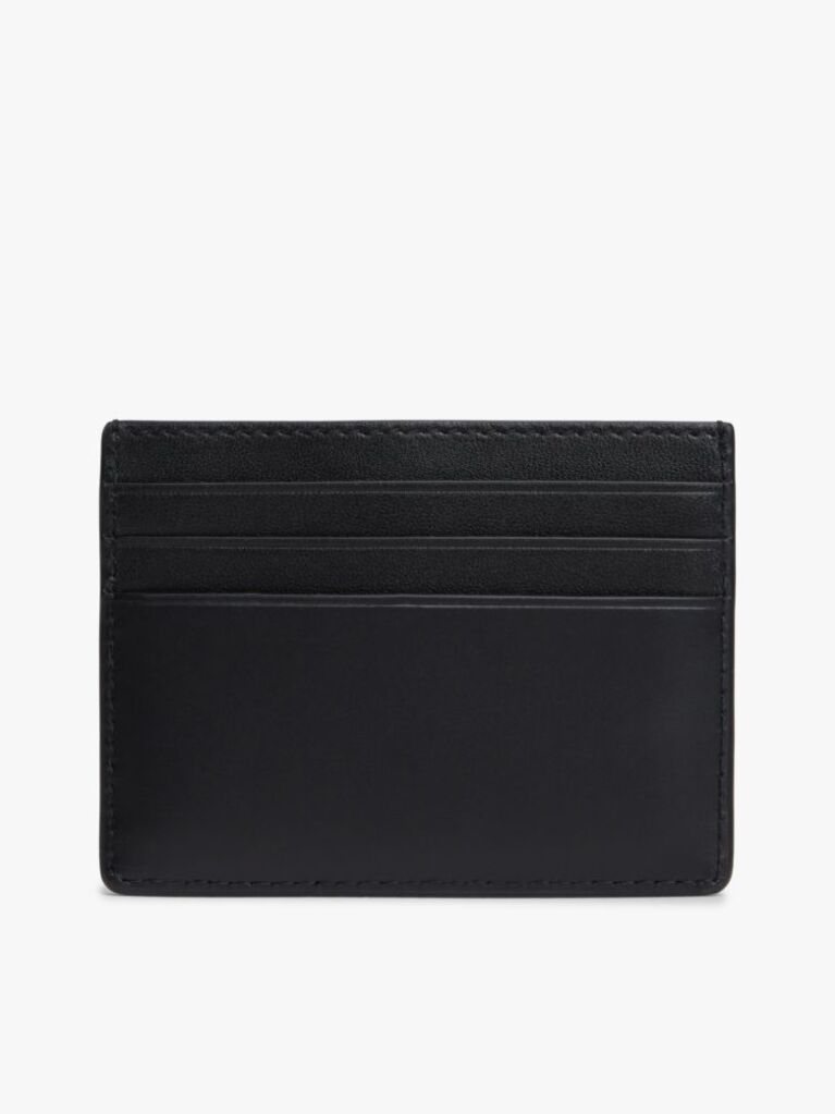 Black Embossed Flag Leather Credit Card Holder  Men