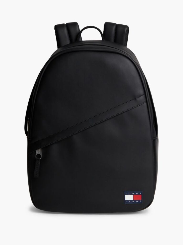 Black Essential Rubberised Logo Dome Backpack  Men