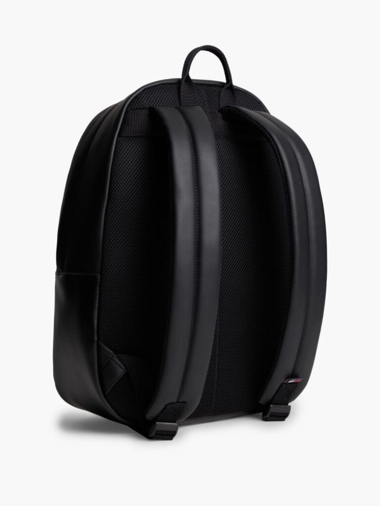 Black Essential Rubberised Logo Dome Backpack  Men