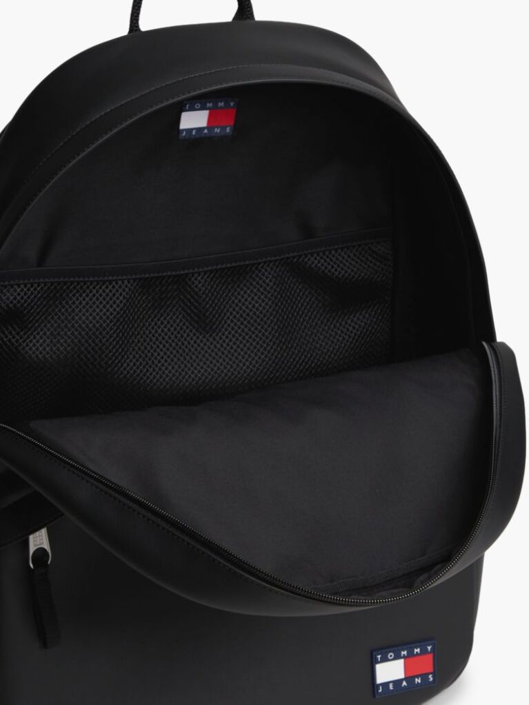 Black Essential Rubberised Logo Dome Backpack  Men