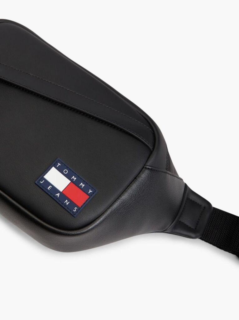 Black Essential Rubberised Logo Bum Bag  Men