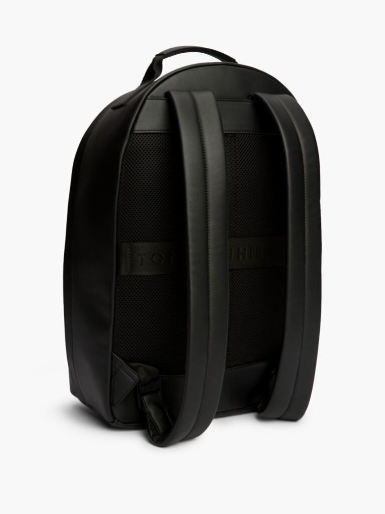 Black Modern Textured Dome Backpack  Men