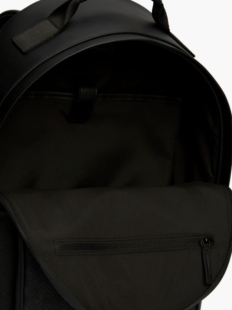 Black Modern Textured Dome Backpack  Men