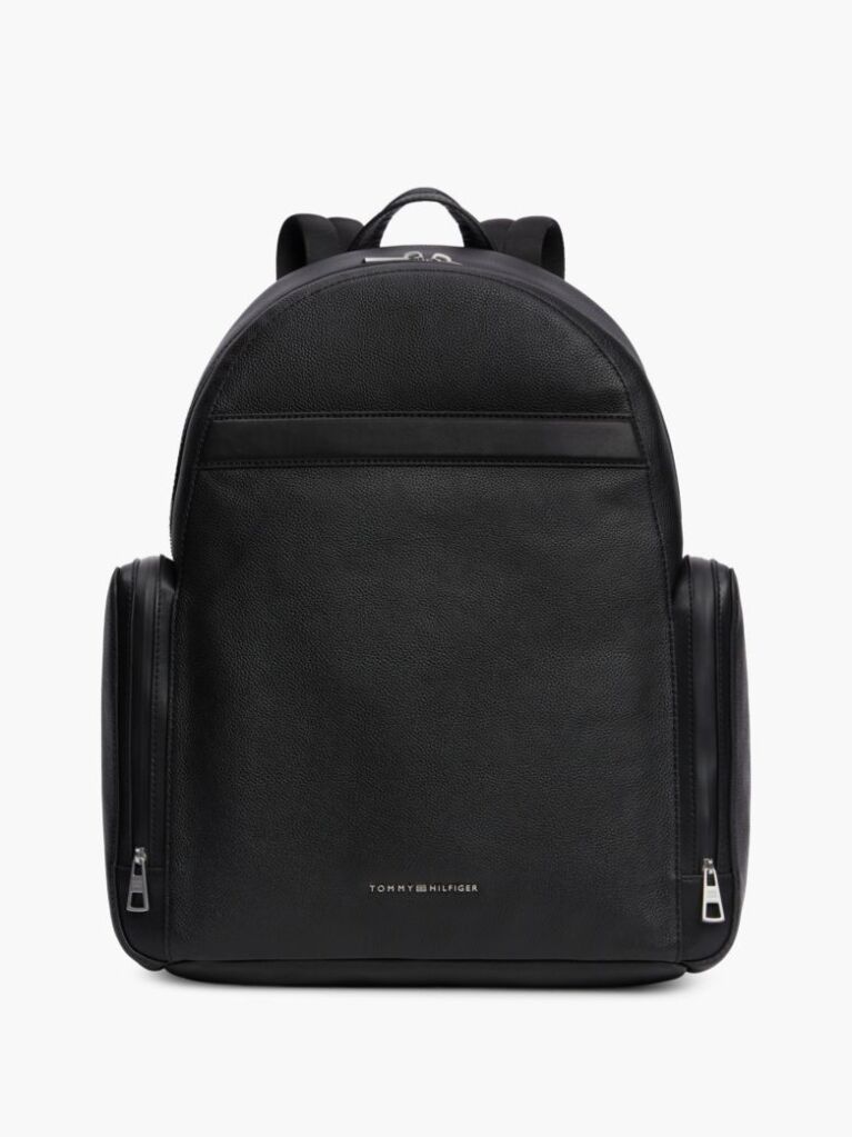 Black TH Business Leather Dome Backpack  Men