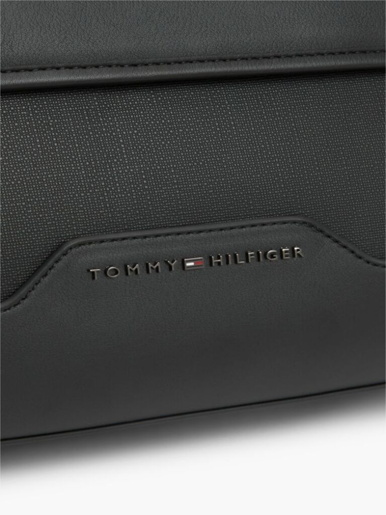 Black Global Stripe Strap Textured Messenger Bag  Men