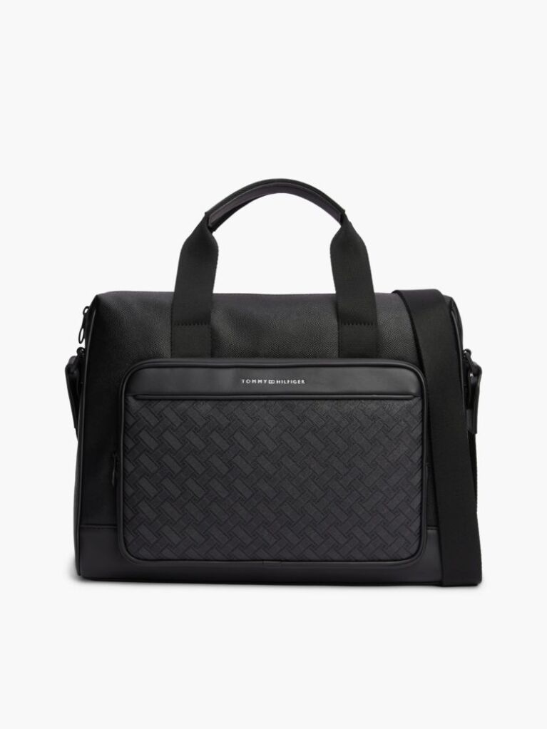 Black Modern Textured Flag Laptop Bag  Men