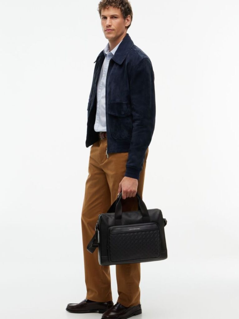 Black Modern Textured Flag Laptop Bag  Men