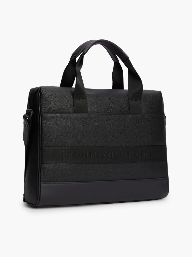 Black Modern Textured Flag Laptop Bag  Men