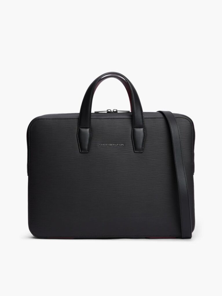 Black TH Business Textured Laptop Bag  Men