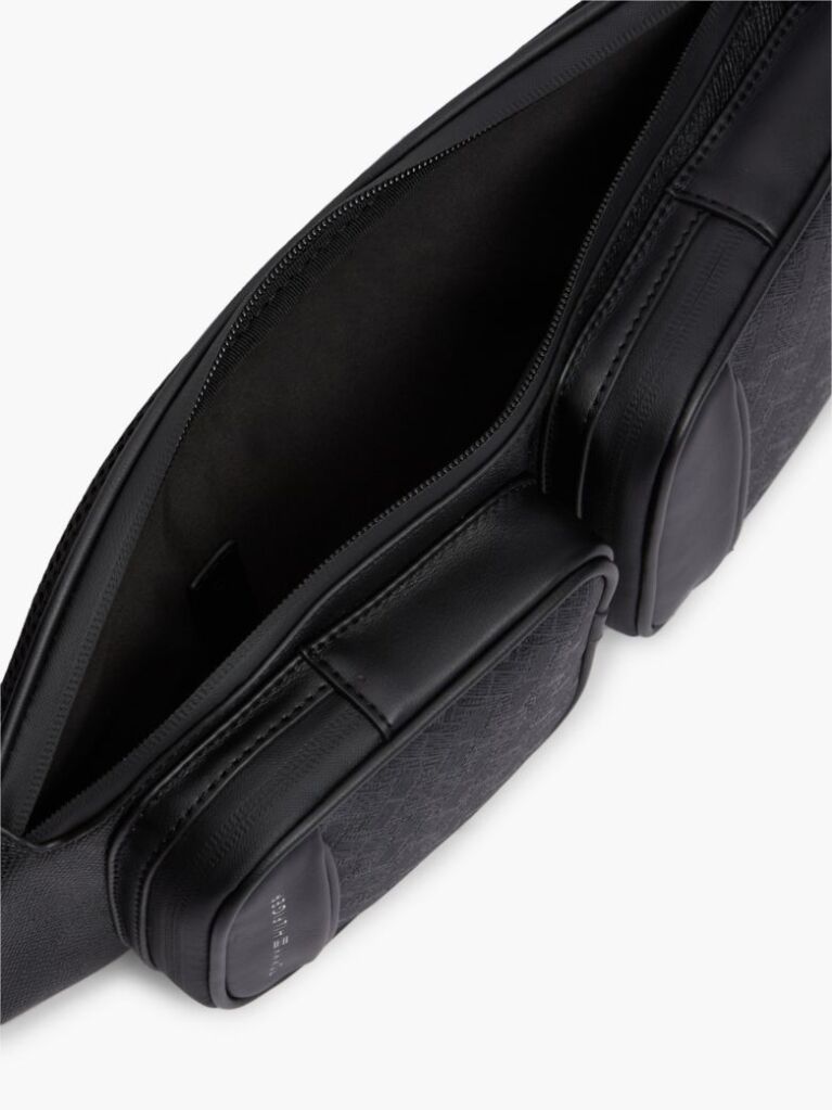 Black Modern Textured Flag Sling Bag  Men
