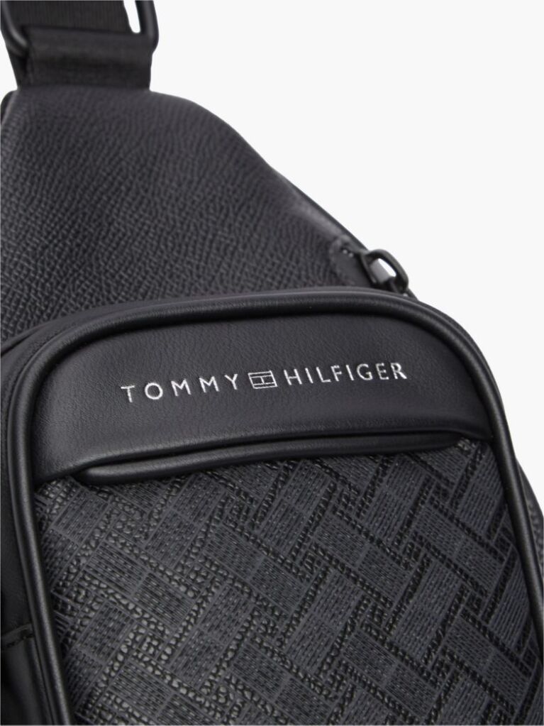 Black Modern Textured Flag Sling Bag  Men