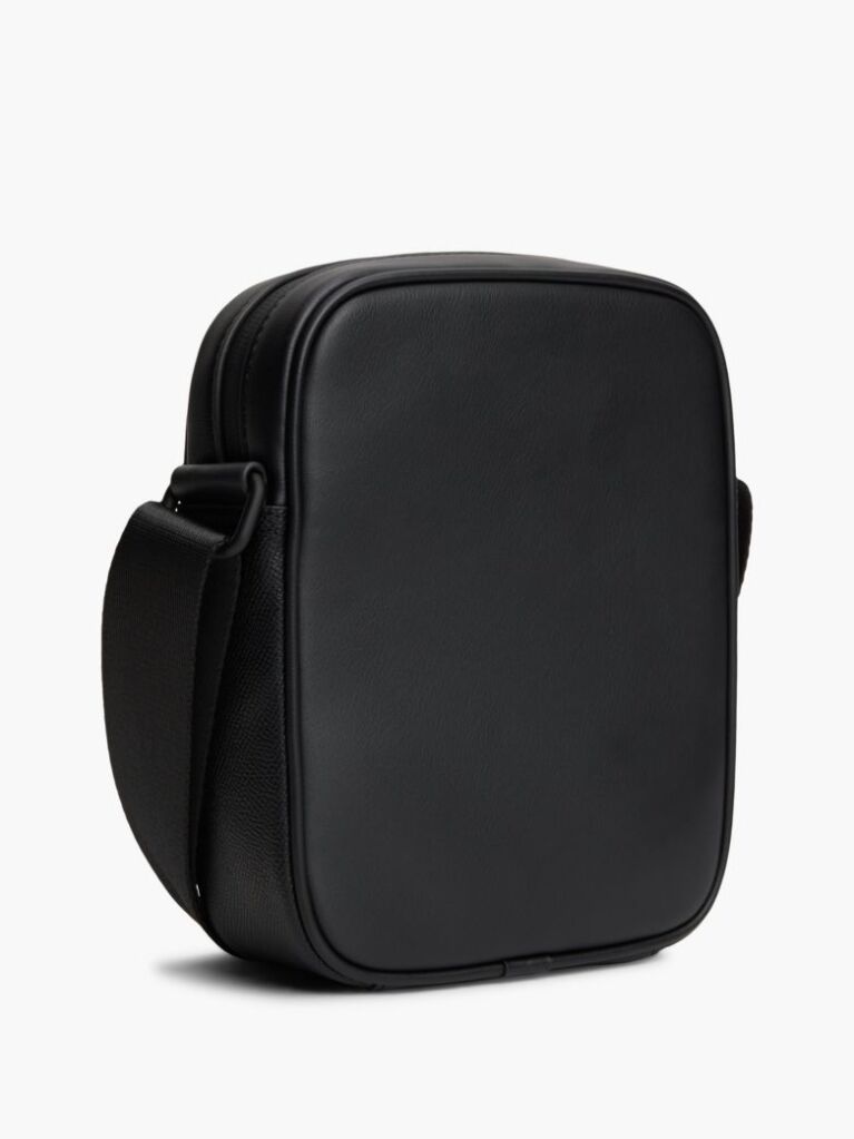 Black Modern Textured Flag Crossbody Reporter Bag  Men