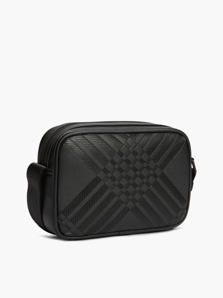 Black Corporate Textured Flag Crossbody Camera Bag  Men
