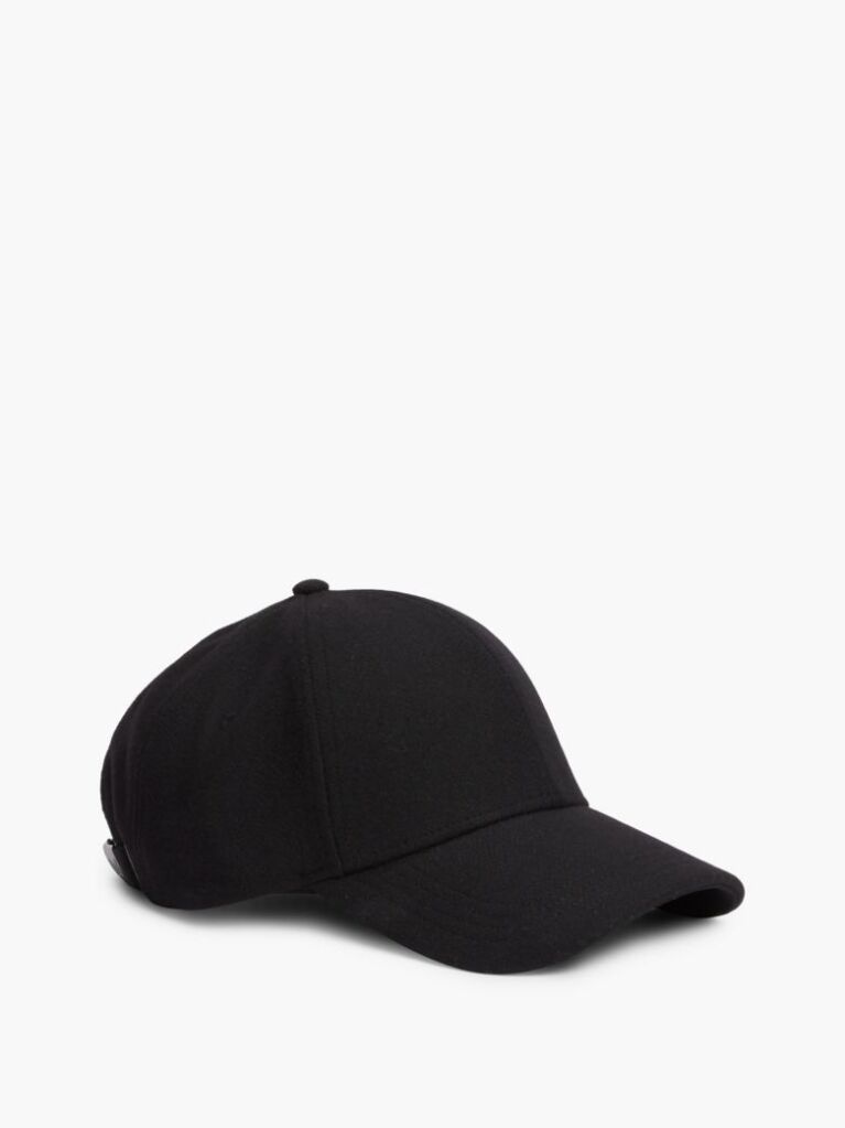 Black Wool Blend Six-Panel Cap  Men