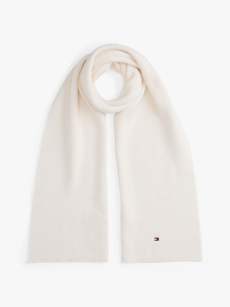 White Kids’ Rib-Knit Scarf  Kids Unisex