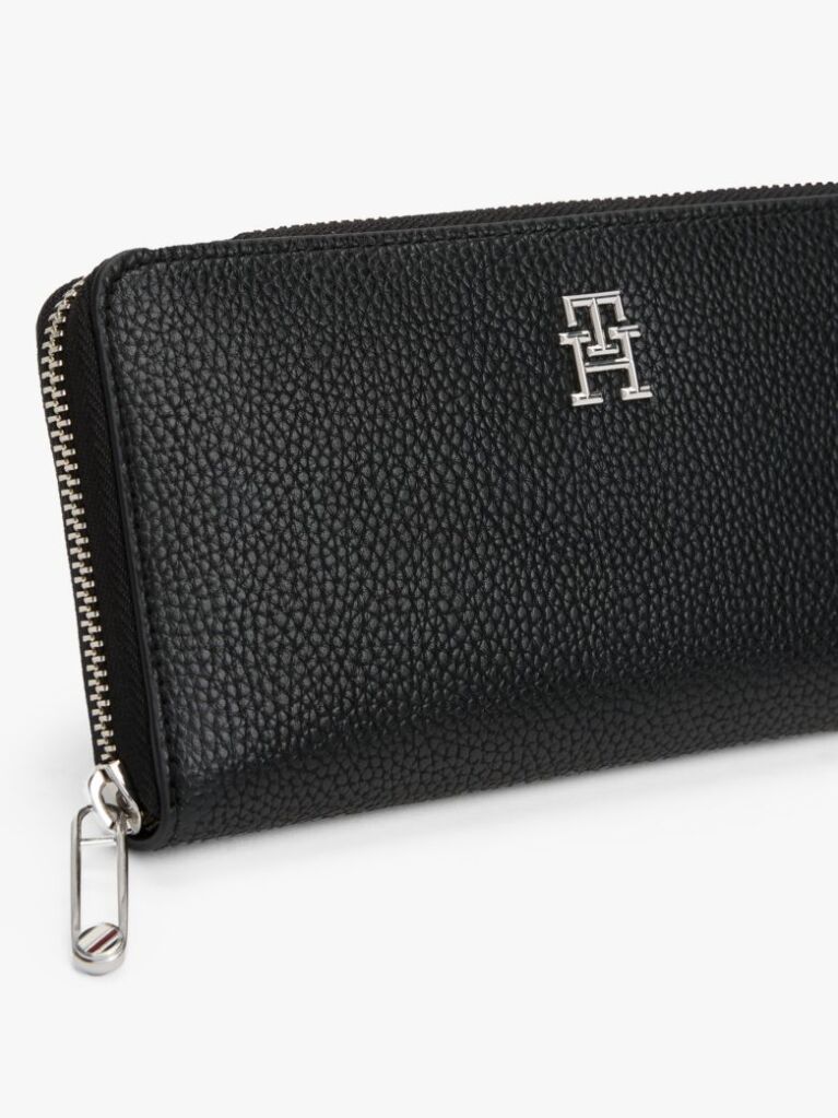 Black Th Emblem Large Zip-Around Wallet  Women